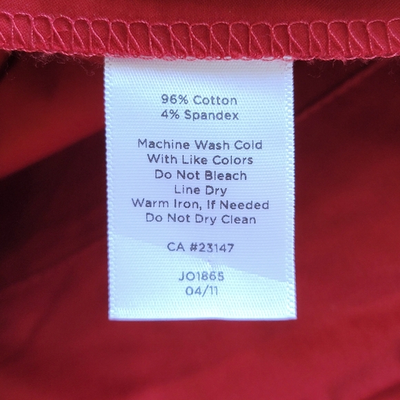 TALBOTS Size 8 Red Button Down Ruffle Front Knee Length Pencil Career Skirt - Picture 3 of 5